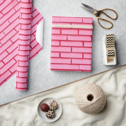Modern roze bakstenen muurpatroon cadeaupapier (Crafts)