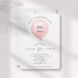Modern roze ballon Baby shower Kaart