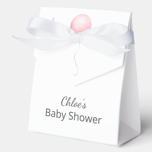 Modern roze ballon meisje Baby shower Bedankdoosjes (Voorkant)
