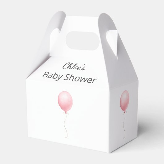 Modern roze ballon meisje Baby shower Bedankdoosjes (Voorkant Zijde)