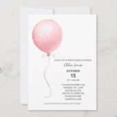 Modern roze ballon meisje Baby shower Kaart (Voorkant)