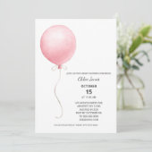 Modern roze ballon meisje Baby shower Kaart (Staand voorkant)