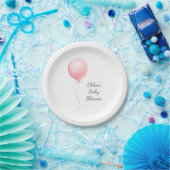 Modern roze ballon meisje Baby shower Papieren Bordje (Feest)