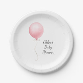 Modern roze ballon meisje Baby shower Papieren Bordje