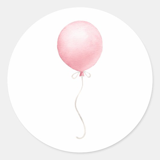 Modern roze ballon meisje Baby shower Ronde Sticker (Voorkant)