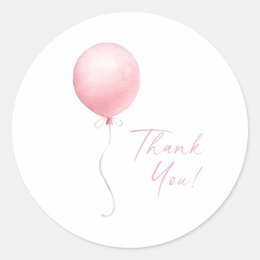 Modern roze ballon meisje Baby shower Ronde Sticker (Voorkant)