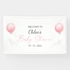 Modern roze ballon meisje Baby shower Spandoek