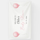Modern roze ballon meisje Baby shower Spandoek (Verticaal)
