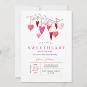 Modern Roze Ballon Valentijn Baby shower Invite Kaart (Voorkant)