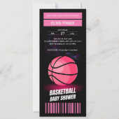 Modern Roze Basketbal Ticket Ball Baby shower Kaart (Voorkant)