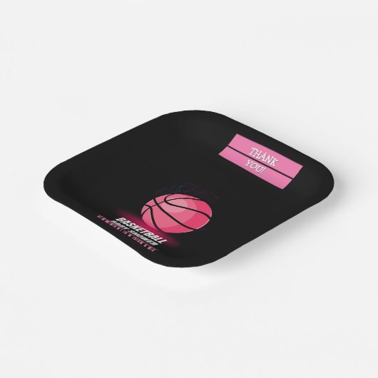 Modern Roze Basketbal Ticket Ball Baby shower Papieren Bordje (Gebogen)
