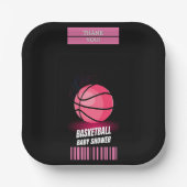 Modern Roze Basketbal Ticket Ball Baby shower Papieren Bordje (Voorkant)