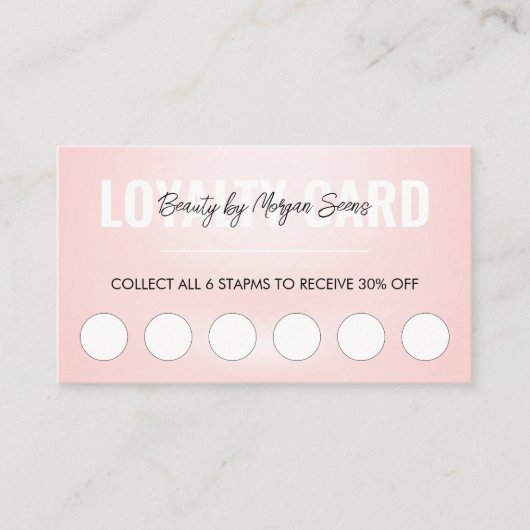 Modern roze Beauty Spa Script Loyalty Card (Voorkant)