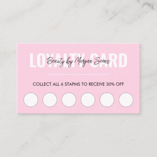 Modern roze Beauty Spa Script Loyalty Card (Voorkant)