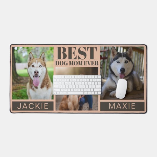 Modern Roze Beste Hond Moeder Ooit 3 Fotocollage Bureaumat (Keyboard & Muis)