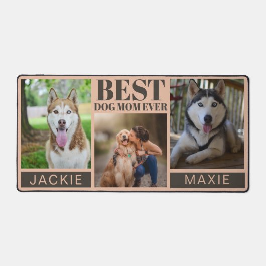 Modern Roze Beste Hond Moeder Ooit 3 Fotocollage Bureaumat (Voorkant)