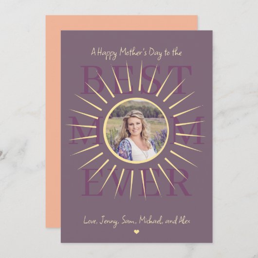 Modern roze beste moeder ooit Moederdag paarse kaa (Voorkant / Achterkant)