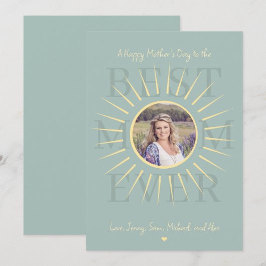 Modern roze beste moeder ooit Moederdag sage kaart (Voorkant / Achterkant)