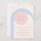 Modern Roze Blauw Beige Boho Arch Cross Doop Kaart (Voorkant)