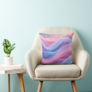 Modern Roze Blauw en Paarse Wavy Patroon Kussen