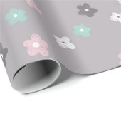  modern Roze Blauw Floral Baby shower Cadeaupapier (Rol Hoek)