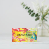 Modern Roze Blauw Geel Abstract Elegant Visitekaartje (Staand voorkant)