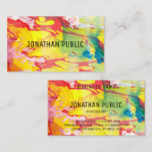 Modern Roze Blauw Geel Abstract Elegant Visitekaartje (Voorkant / Achterkant)