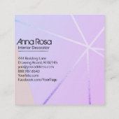 ** Modern Roze Blauw Geometrisch Roos Goudfolie Vierkante Visitekaartje (Achterkant)