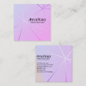 ** Modern Roze Blauw Geometrisch Roos Goudfolie Vierkante Visitekaartje (Voorkant / Achterkant)