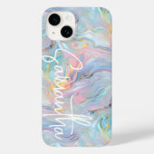 Modern Roze Blauw Goud Marmer Geode Swirl Patroon Case-Mate iPhone Case (Achterkant)