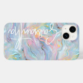 Modern Roze Blauw Goud Marmer Geode Swirl Patroon Case-Mate iPhone Case (Achterkant (horizontaal))