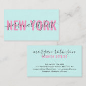 Modern roze blauw mode stylist script handtekening visitekaartje (Voorkant / Achterkant)