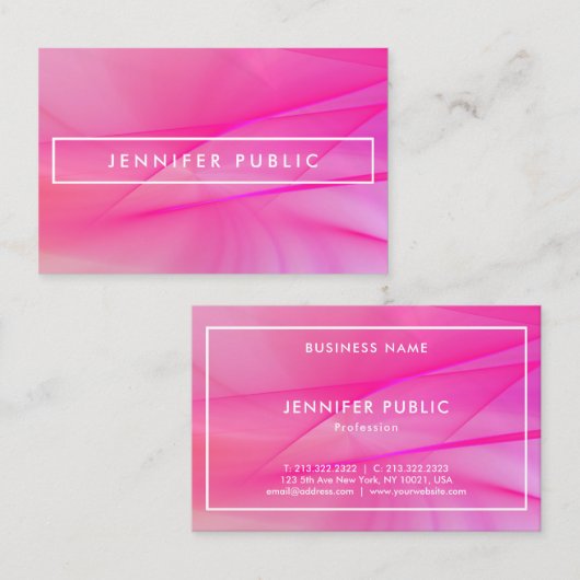 Modern Roze Blauw Paarse Elegante Professioneel Visitekaartje (Voorkant / Achterkant)
