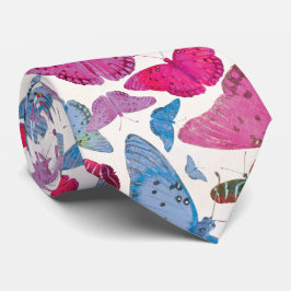 Modern roze blauw Paarse vlinderpatroon Stropdas