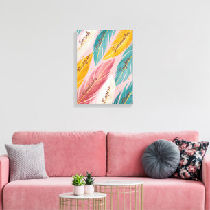 Modern Roze blauwgroen Goud Custom Canvas Afdruk