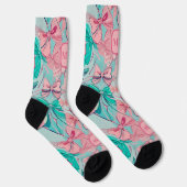 Modern roze blauwgroen grote bogen monogram chic sokken (Rechts)