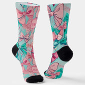Modern roze blauwgroen grote bogen monogram chic sokken