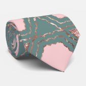 Modern Roze Blauwgroen Roos Gouden Honingraat Hexa Stropdas (Opgerold)