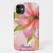Modern roze bloem Abstract monogram Case-Mate iPhone Case (Achterkant)