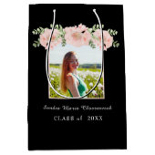 Modern, Roze Bloem bloemrijke afstuderen klas 2021 Medium Cadeauzakje (Voorkant)