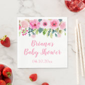 Modern Roze Bloemen Baby shower Luncheon Servet (Insitu)