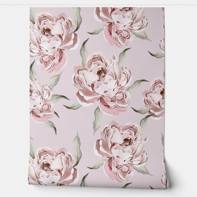 Modern roze bloemen behang (Afrollen)