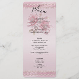 Modern roze bloemen bruiloft menu