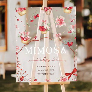 Modern Roze Bloemen Cherry Mimosa Bar Baby shower Acryl Bord