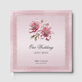 Modern Roze Bloemen Gastboek Gastenboek