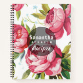 Modern roze bloemen gepersonaliseerd kookboek rece notitieboek (Voorkant)