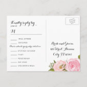 Modern Roze Bloemen Huwelijk RSVP Kaart (Achterkant)