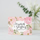 Modern Roze Bloemen Huwelijk RSVP Kaart (Staand voorkant)