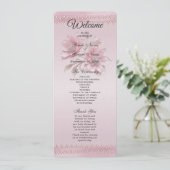 Modern Roze Bloemen Huwelijksprogramma Programmakaart (Staand voorkant)