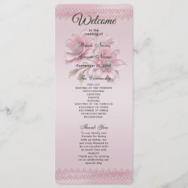 Modern Roze Bloemen Huwelijksprogramma Programmakaart